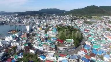 韩国庆南通业东壁朗壁画村鸟瞰图